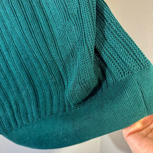 90s Michael Thomas Ltd Teal Egyptian Nile Cotton Knit Sweater Vest Made in USA - Picture 6 of 6